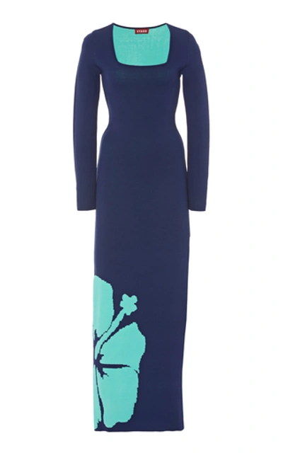 Staud Women's Carota Hibiscus Jacquard Midi Dress In Blue,red