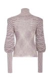 ULLA JOHNSON JOSIE METALLIC STRETCH-KNIT TURTLENECK,803963