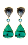 BAHINA WOMEN'S CHRYSOPRASE; TOPAZ; LABRADORITE 18K YELLOW GOLD EARRINGS,822550