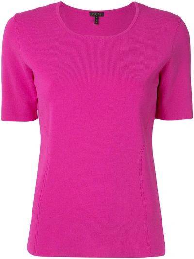 Escada Knitted Round-neck T-shirt In Purple