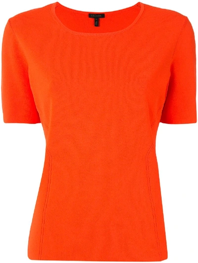 Escada Knitted Round-neck T-shirt In Orange