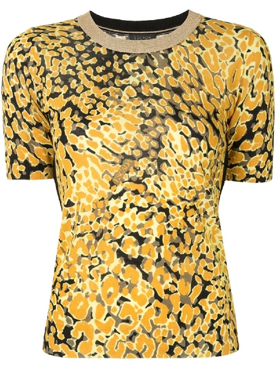 Escada Patterned Knitted T-shirt In Yellow