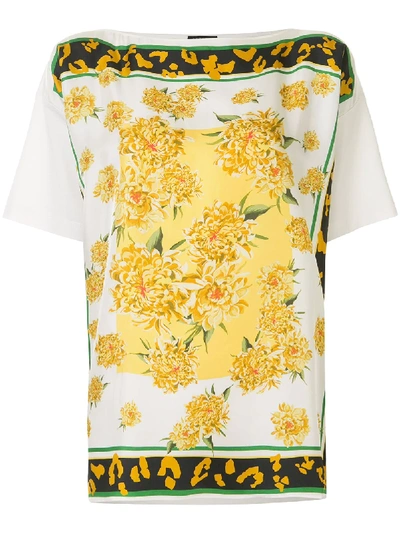 Escada Floral Print T-shirt In Yellow