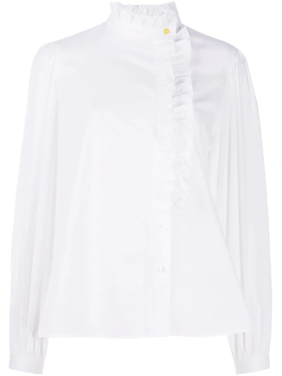 Ps By Paul Smith Ruffle Trim Shirt In White