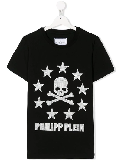 Philipp Plein Junior Teen Skull Logo Print T-shirt In Black