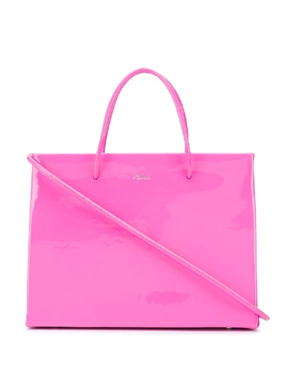 Medea Patent Effect Tote Bag In Pink