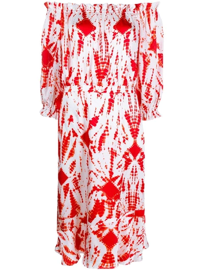 Essentiel Antwerp Abstract-print Silk Dress In White