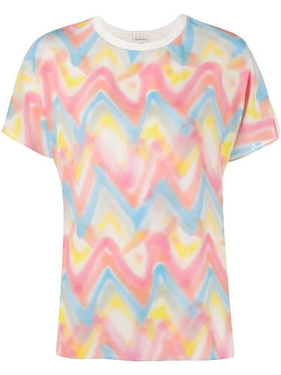 M Missoni Zigzag-print Crew Neck T-shirt In Yellow