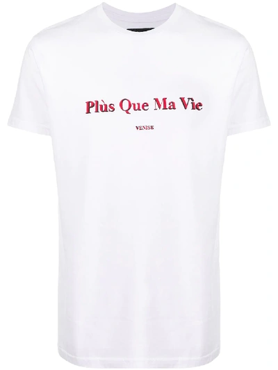 Plùs Que Ma Vìe Printed Logo T-shirt In White