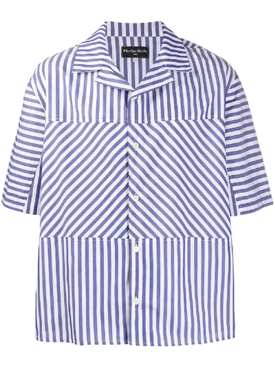 Plùs Que Ma Vìe Short Sleeved Striped Shirt In Blue
