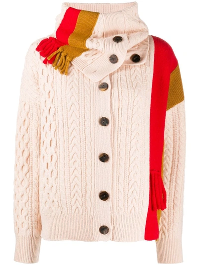 Sjyp Panelled Cable-knit Cardigan In Neutrals