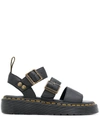 Dr. Martens' Gryphon Leather Chunky Sandals With Gold Hardware In Black In Black
