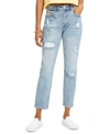 ALMOST FAMOUS DENIM JUNIORS' RIPPED ANKLE MOM JEANS