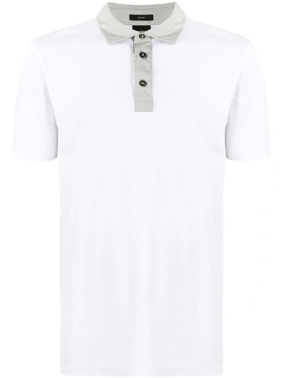 Hugo Boss Waffle-weave Short Sleeved Polo Shirt In White