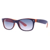 Ray Ban New Wayfarer Color Mix Sunglasses Blue On Orange Frame Blue Lenses 52-18 In Blue