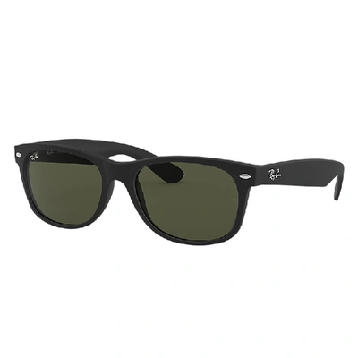 Ray Ban New Wayfarer Classic Sunglasses Black Frame Green Lenses 55-18