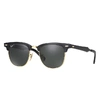 Ray Ban Clubmaster Aluminum Sunglasses Black Frame Green Lenses Polarized 51-21 In Black On Gold