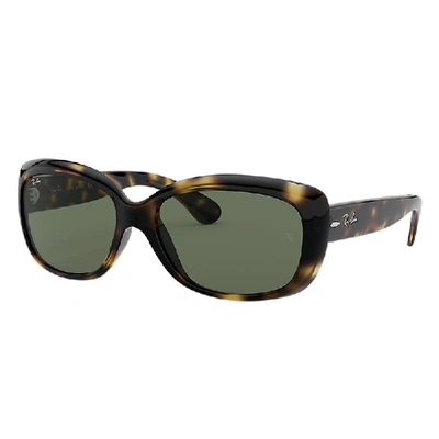 RAY BAN SUNGLASSES WOMAN JACKIE OHH - LIGHT HAVANA FRAME GREEN LENSES 58-17