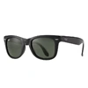 Ray Ban Wayfarer Folding Classic Sunglasses Black Frame Green Lenses 50-22 In Black