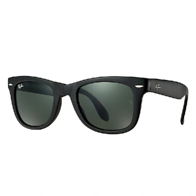 Ray Ban Wayfarer Folding Classic Sunglasses Black Frame Green Lenses 50-22