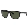 RAY BAN BOYFRIEND SUNGLASSES BLACK FRAME GREEN LENSES POLARIZED 60-15