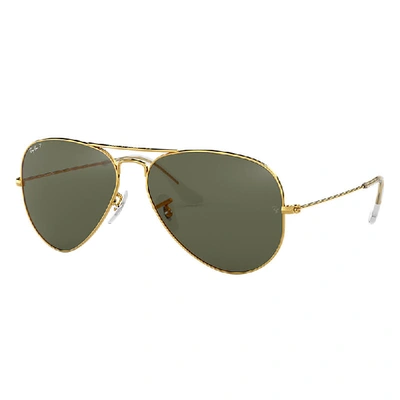 Ray Ban Aviator Classic Sunglasses Arista Gold Frame Green Lenses Polarized 58-14