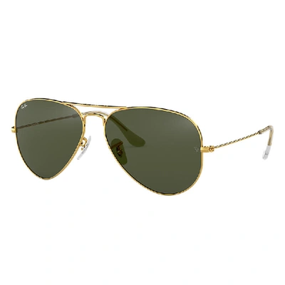 Ray Ban Aviator Classic Sunglasses Gold Frame Green Lenses 58-14