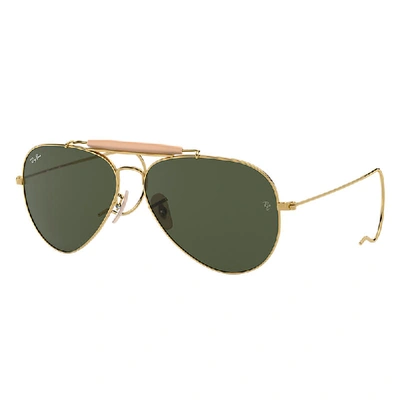 Ray Ban Outdoorsman Sunglasses Gold Frame Green Lenses 58-14