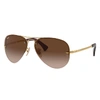 Ray Ban Rb3449 Sunglasses Gold Frame Brown Lenses 59-14 In Gold