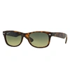 Ray Ban New Wayfarer Classic Sunglasses Tortoise Frame Blue Lenses Polarized 55-18 In Havana