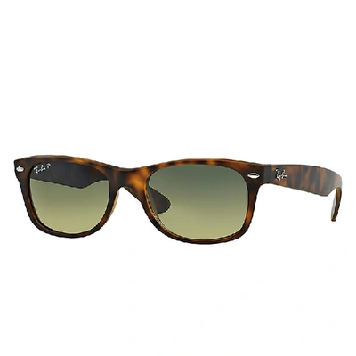 Ray Ban New Wayfarer Classic Sunglasses Tortoise Frame Blue Lenses Polarized 55-18 In Havana