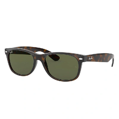 Ray Ban New Wayfarer Classic Sunglasses Tortoise Frame Green Lenses 55-18
