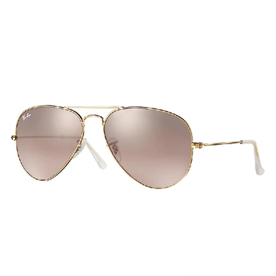 Ray Ban Aviator Gradient Sunglasses Gold Frame Silver Lenses 62-14