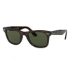Ray Ban Original Wayfarer Classic Sunglasses Tortoise Frame Green Lenses 52-22 In Tortoise