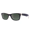 Ray Ban New Wayfarer Color Mix Sunglasses Black Frame Green Lenses 55-18 In Black