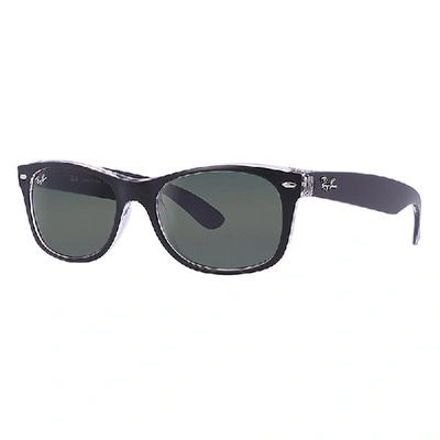 Ray Ban New Wayfarer Color Mix Sunglasses Black Frame Green Lenses 55-18