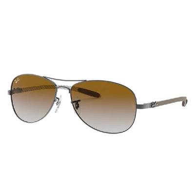 Ray Ban Rb8301 Sunglasses Grey Frame Brown Lenses 59-14 In Gunmetal