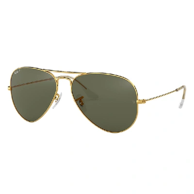 Ray Ban Aviator Classic Sunglasses Gold Frame Green Lenses Polarized 62-14