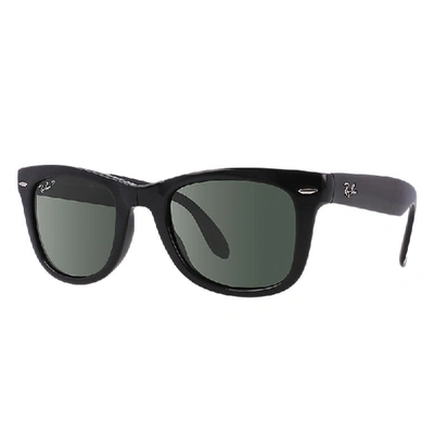 Ray Ban Wayfarer Folding Classic Sunglasses Black Frame Green Lenses Polarized 54-20