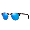RAY BAN SUNGLASSES UNISEX CLUBMASTER FLASH LENSES - HAVANA ON GOLD FRAME BLUE LENSES 49-21
