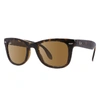 Ray Ban Wayfarer Folding Classic Sunglasses Tortoise Frame Brown Lenses 54-20 In Tortoise