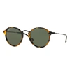 RAY BAN SUNGLASSES UNISEX ROUND FLECK - BLACK FRAME GREEN LENSES 49-21