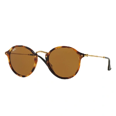 Ray Ban Round Fleck Sunglasses Gold Frame Brown Lenses 49-21