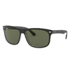 RAY BAN RB4226 SUNGLASSES BLACK ON TRANSPARENT FRAME GREEN LENSES POLARIZED 56-16