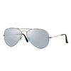 Ray Ban Aviator Mirror Sunglasses Silver Frame Grey Lenses Polarized 58-14 In Silver