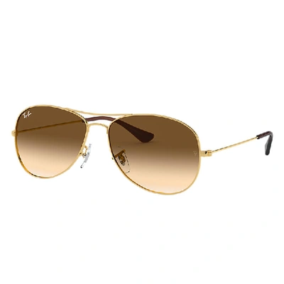 Ray Ban Cockpit Sunglasses Gold Frame Brown Lenses 56-14