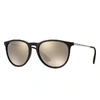Ray Ban Erika Color Mix Sunglasses Gunmetal Frame Gold Lenses 54-18 In Black