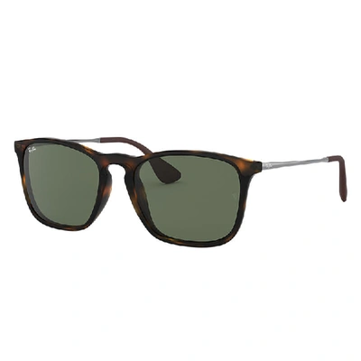 Ray Ban Chris Sunglasses Gunmetal Frame Green Lenses 54-18 In Light Havana