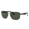 Ray Ban Rb3533 Sunglasses Black Frame Green Lenses Polarized 57-17 In Black