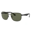Ray Ban Rb3533 Sunglasses Black Frame Green Lenses Polarized 57-17 In Schwarz